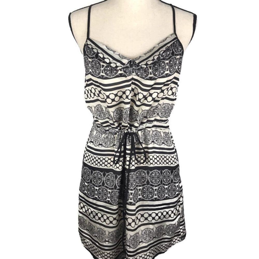 Forever 21 Spaghetti Strap Dress Multi Print Pockets Womens Sz Sm Black Summer